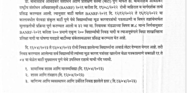 बार्टीने निवडलेल्या ८६१ पात्र संशोधक विद्यार्थ्यांची फसवणूक, प्रक्रिया सुरू