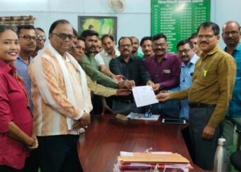 व्हाईस ऑफ मीडियाच्या पदाधिकाऱ्यांचे धरणे; पत्रकारांच्या प्रलंबित मागण्यांसाठी रस्त्यावर : जिल्हाधिकाऱ्यांना निवदेन