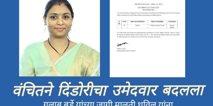 वंचितने दिंडोरीचा उमेदवार बदलला