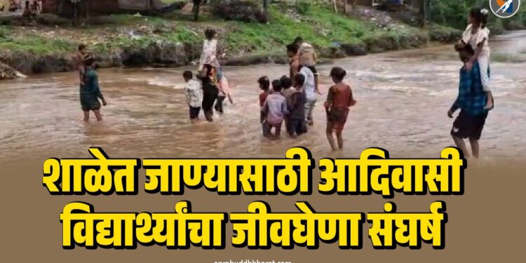 नंदुरबारच्या वाघेरे वस्तीतील विद्यार्थ्यांचा शिक्षणासाठी जीवघेणा प्रवास; पूल रखडल्याने भविष्यावर गदा