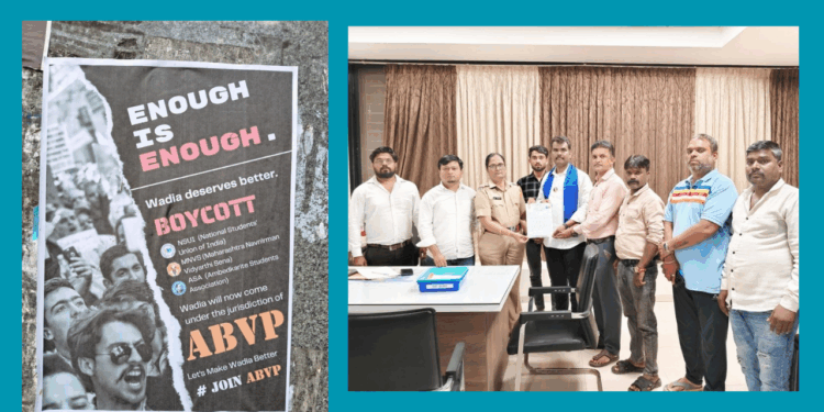 पुण्यातील वाडिया कॉलेजमध्ये ABVP कडून आंबेडकरवादी विद्यार्थी संघटनांवर बहिष्काराचे पोस्टर्स; वंचित बहुजन युवा आघाडीचे पोलिसांना निवेदन