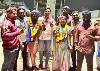 प्रभाग क्रमांक ३ मध्ये ‘गुलाल’ उधळला! पॅनेलचा दणदणीत विजय