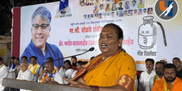 राहुरीत संतोष चोळके यांच्या सभेत दिशा शेख यांचा सत्ताधाऱ्यांवर हल्लाबोल