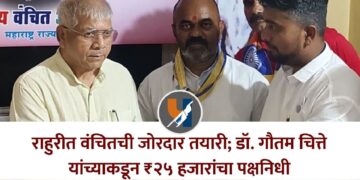राहुरीत वंचितची जोरदार तयारी; डॉ. गौतम चित्ते यांच्याकडून ₹२५ हजारांचा पक्षनिधी